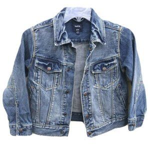 Gap Kids Blue Denim Jeans Trucker Jacket Snap Button Size S